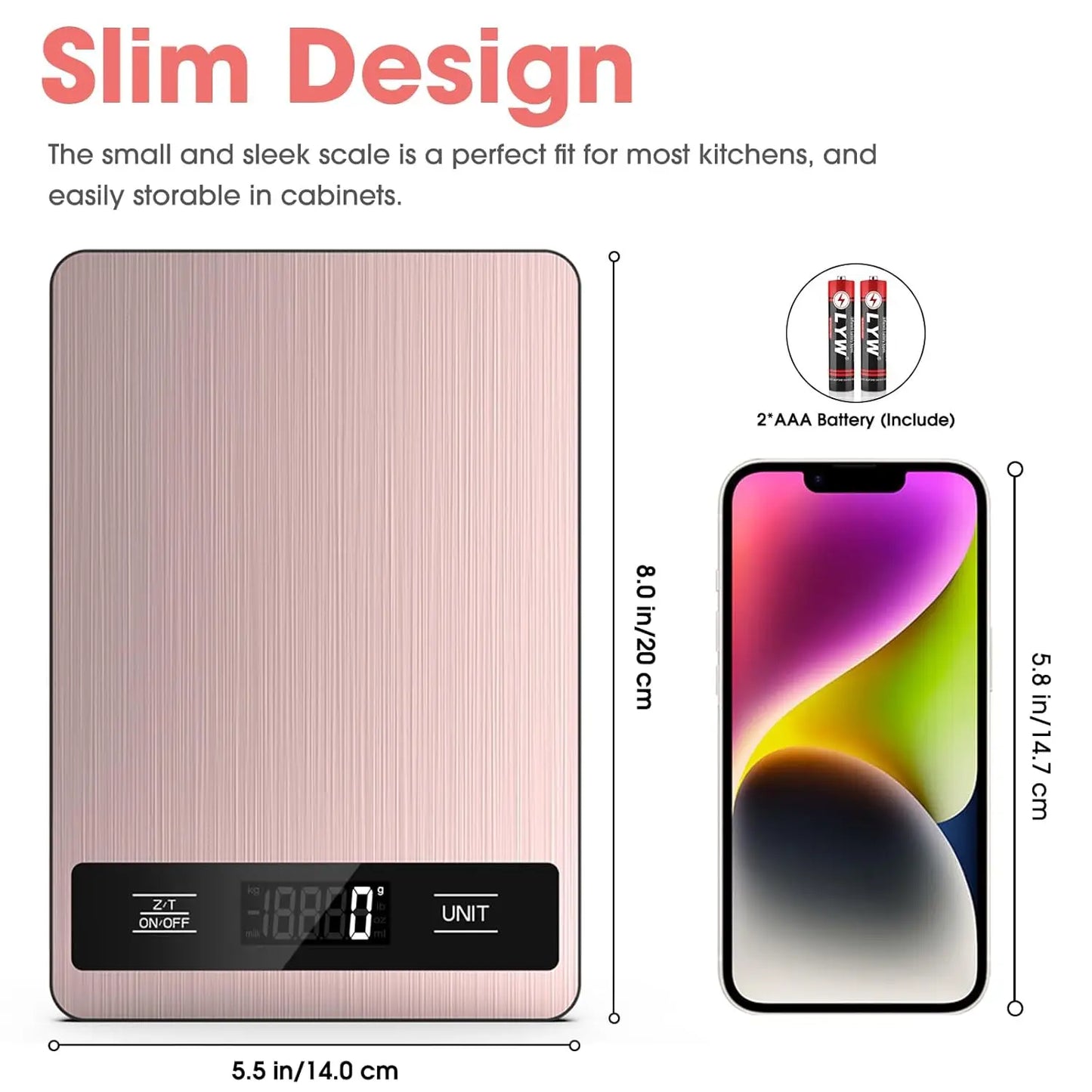 Digital Kitchen Scale 11lb, 1g/0.1oz Precise for Baking & Cooking