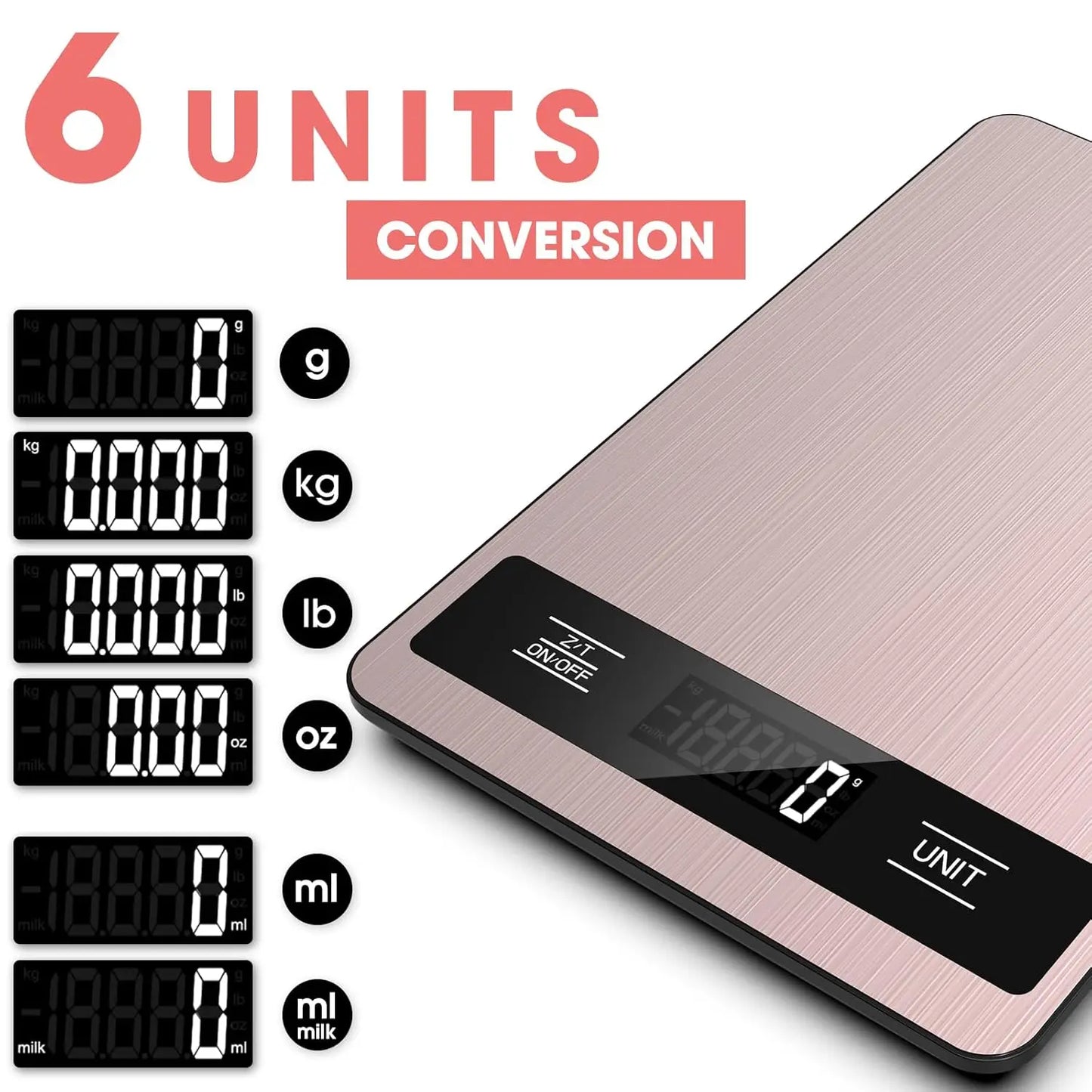 Digital Kitchen Scale 11lb, 1g/0.1oz Precise for Baking & Cooking