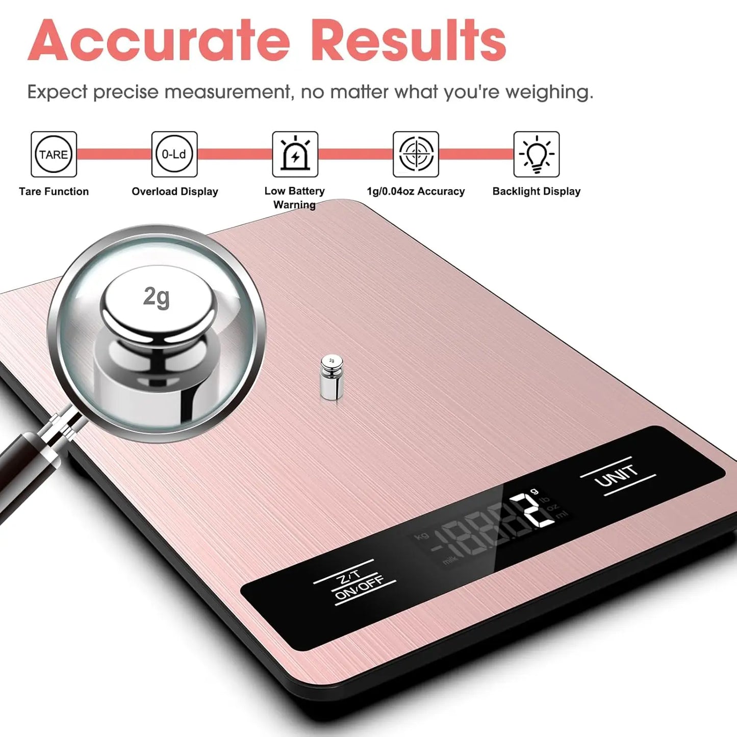 Digital Kitchen Scale 11lb, 1g/0.1oz Precise for Baking & Cooking