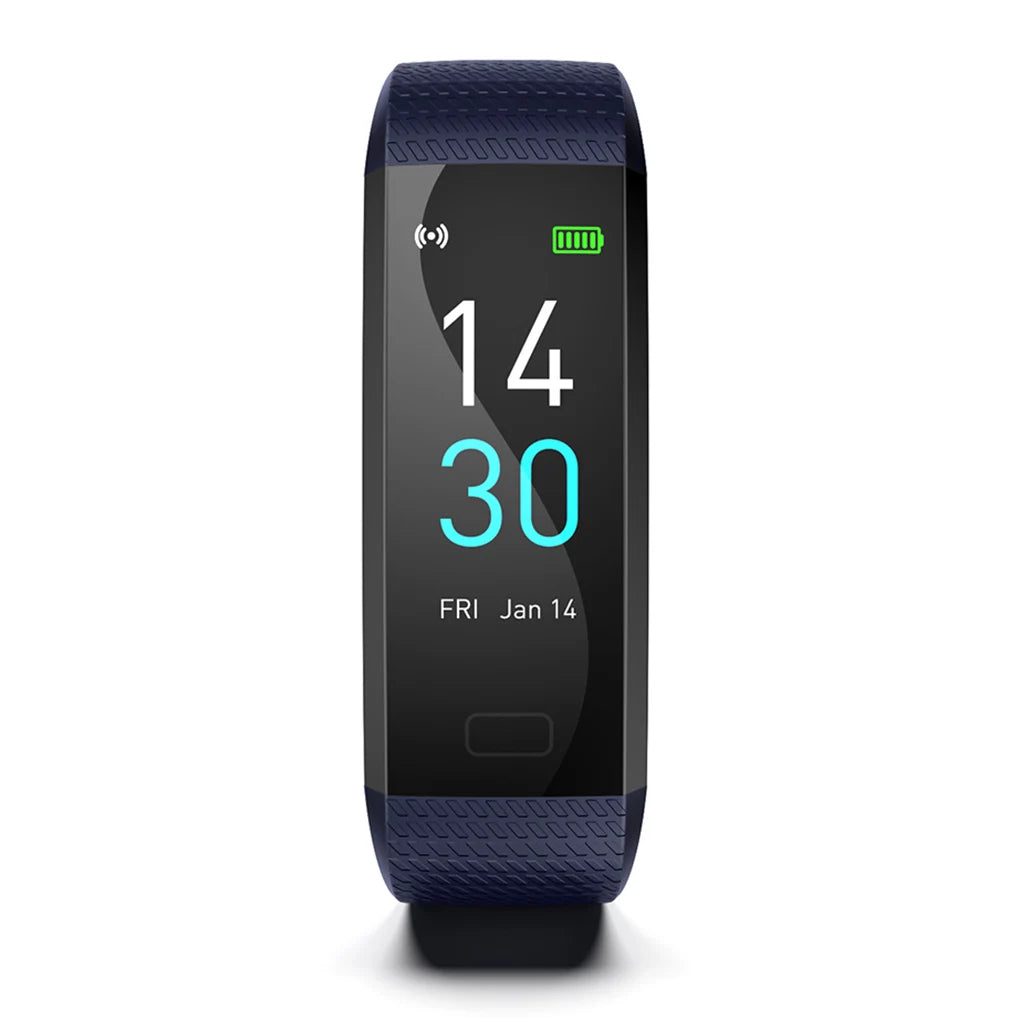 Runmifit Smart Wristband Heartrated Blood Pressure Bracelet Waterproof Body Temperature Wristband, Blue
