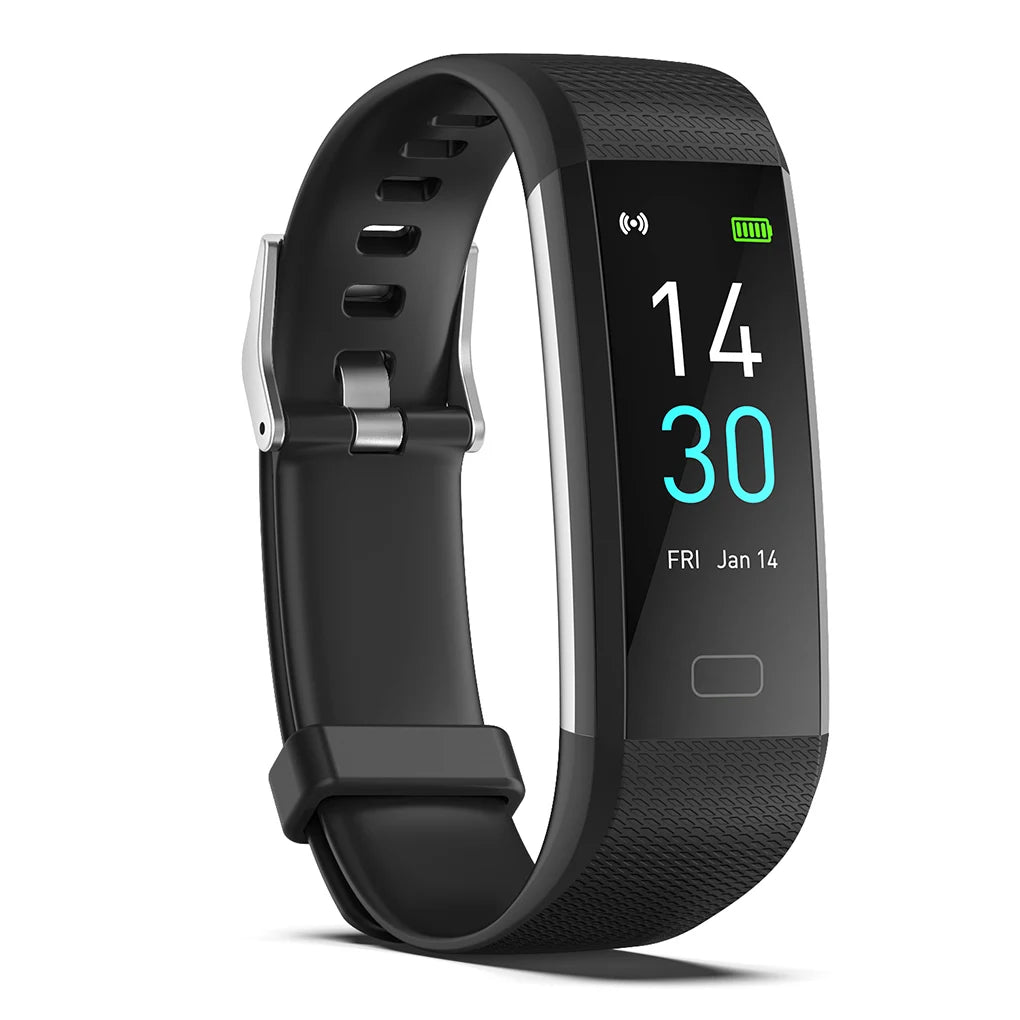 Runmifit Smart Wristband Heartrated Blood Pressure Bracelet Waterproof Body Temperature Wristband, Blue