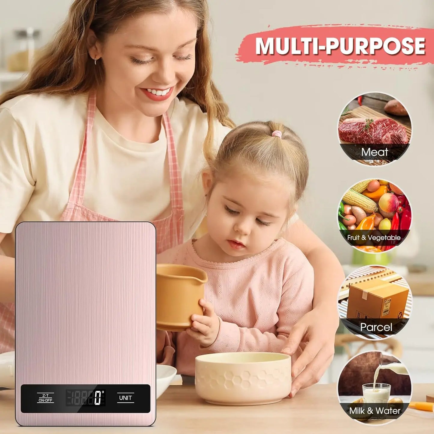 Digital Kitchen Scale 11lb, 1g/0.1oz Precise for Baking & Cooking