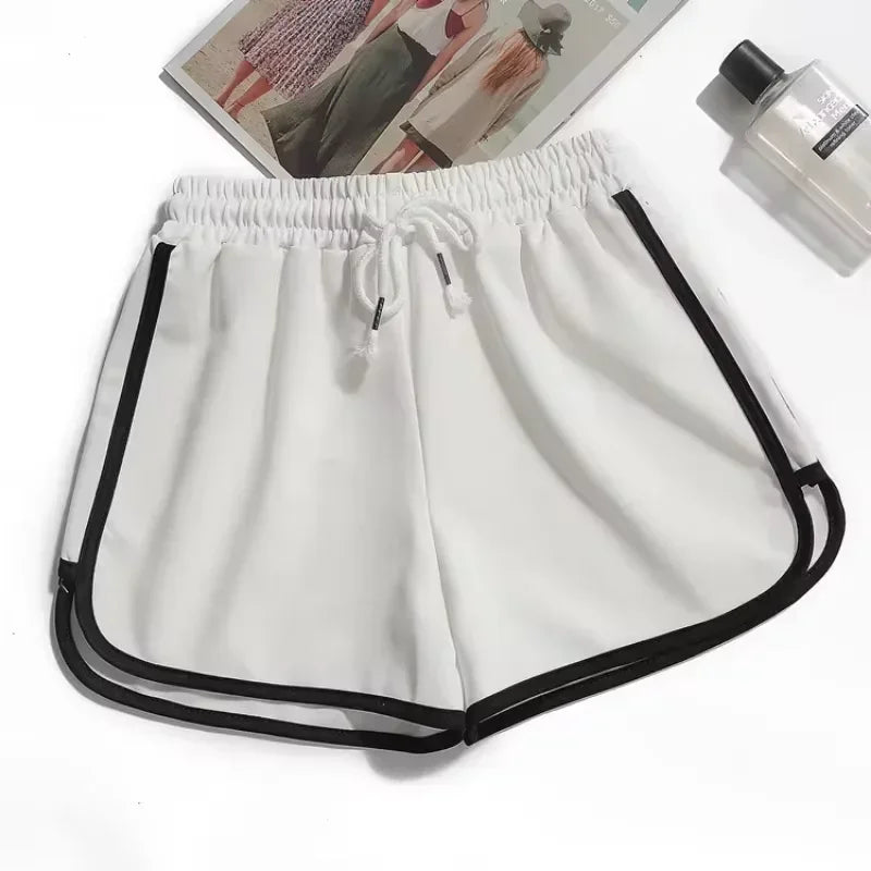 2024 Striped Sports Shorts Women Korean Fashion Casual Mini Shorts Summer Simple Loose Wide Leg Shorts Ladies New