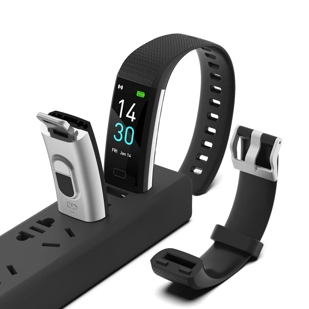 Runmifit Smart Wristband Heartrated Blood Pressure Bracelet Waterproof Body Temperature Wristband, Blue