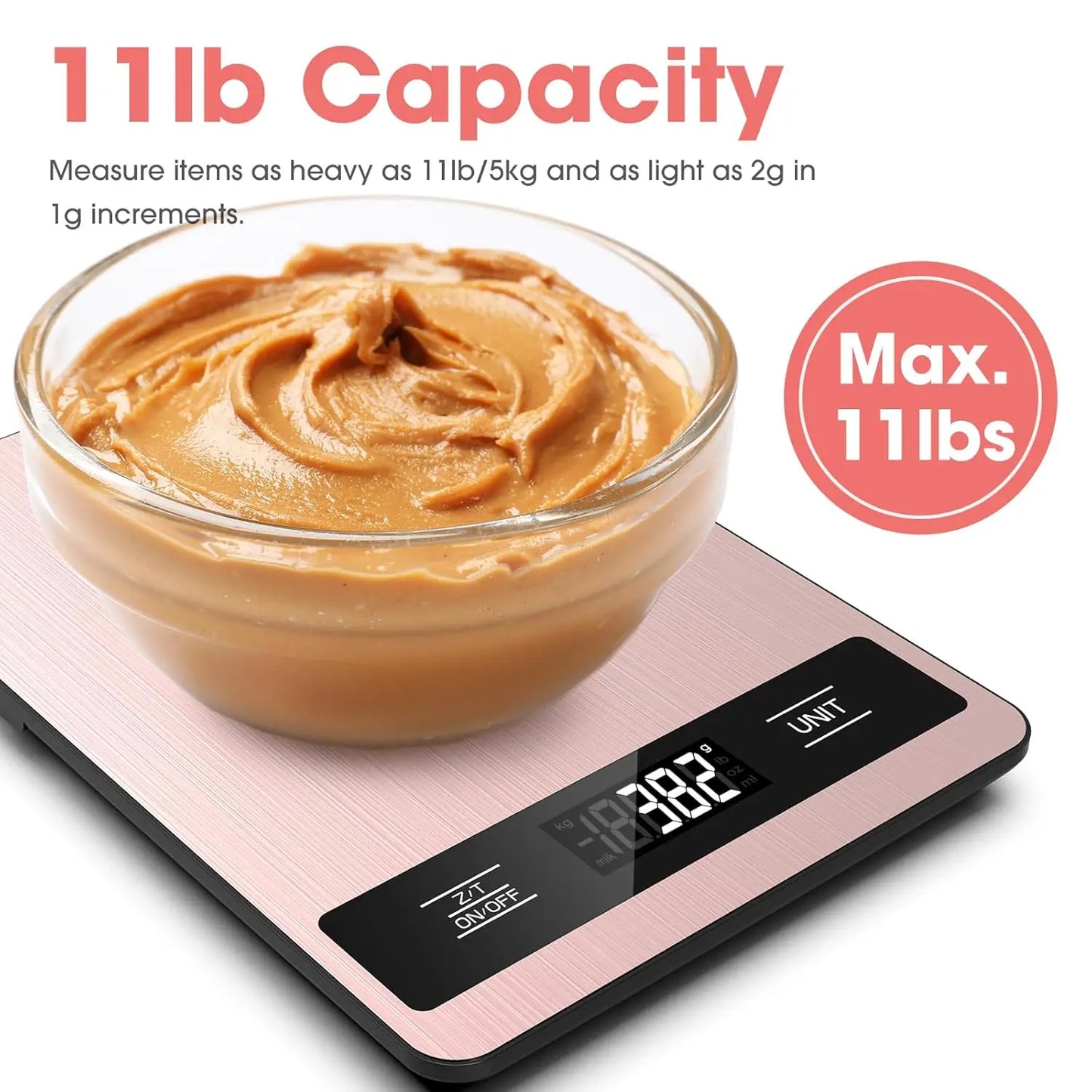 Digital Kitchen Scale 11lb, 1g/0.1oz Precise for Baking & Cooking